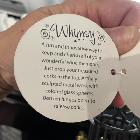 2009 Epic Products Wine Bottle Cork Cage Whimsy 14" Metal w/Glass Beads - Picture 9 of 9